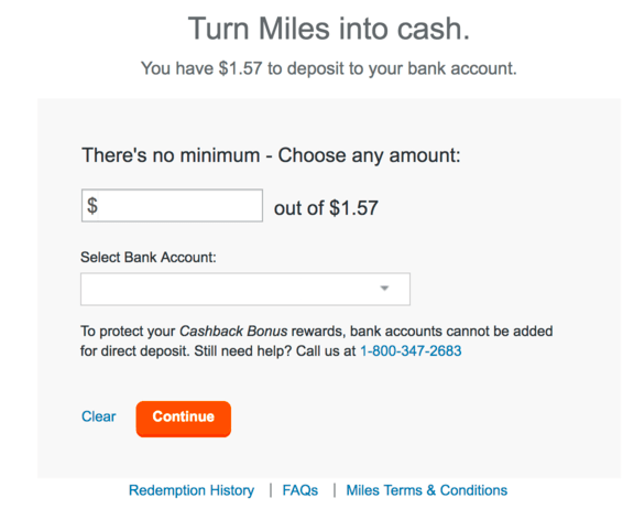 miles cash back